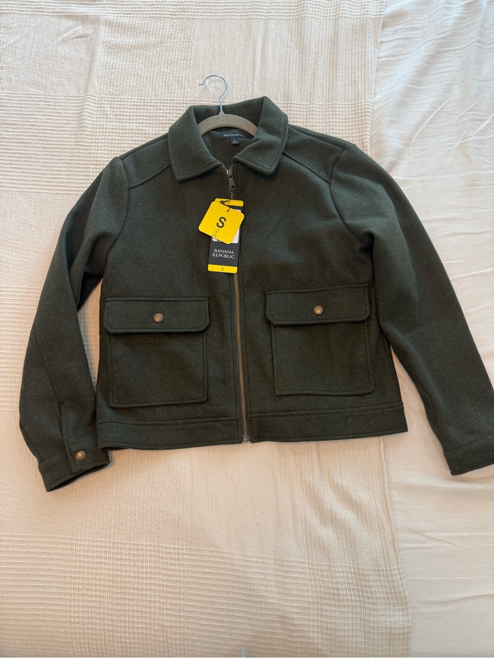 Banana Republic Olive Green Wool-like Zip-Front Jacket